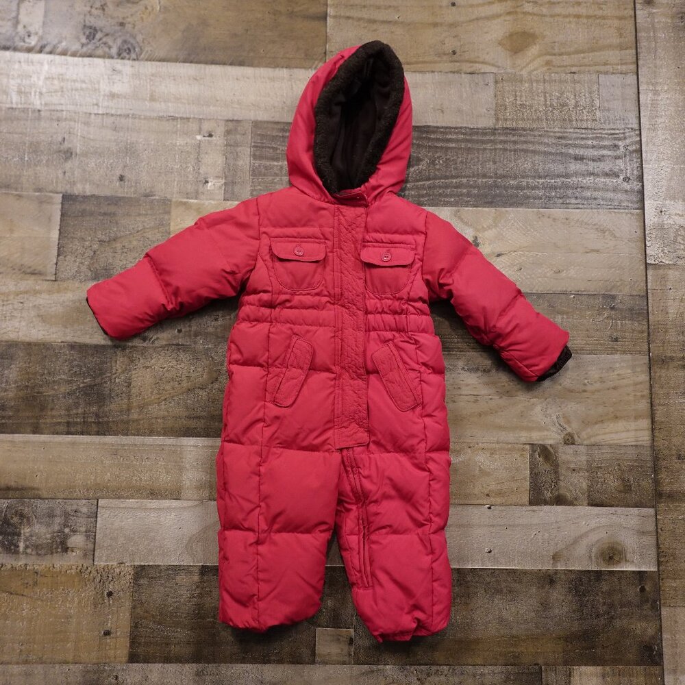 Baby Gap Down Snowsuit Bunting Infant 12–18 Months Red‎ Hooded Winter One-Piece